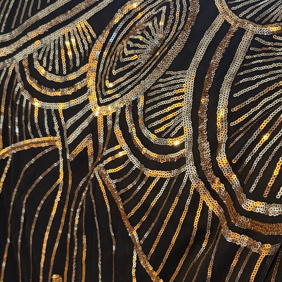 Glamorous Black and Gold Backless Dress - Picture 5 of 5